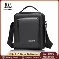 LouisWill Men Fashion Sling Crossbody Bags for Men Lelaki Leather Messenger Bag Waterproof Shoulder 