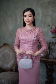 GBK ชุดออกงาน เสื้อลูกไม้ กระโปรงผ้าวาเลนติโน่ มี2สี รหัส 1016