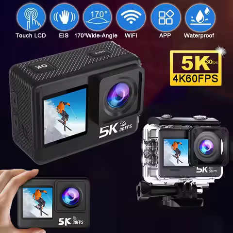 5K Action Camera 4K/30FPS with Dual Screens Underwater Waterproof Camera APP Remote Control WiFi Hel