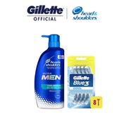 [Menthol Fresh Grooming Duo] Gillette Blue 3 Cool 8S + Head and Shoulders Ultra Men Shampoo 650ML