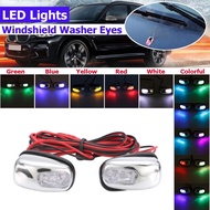 (SEPASANG) Car Chrome LED Nozzle Light Lamp Windshield Jet Spray Wiper Head Washer Eyes RGB Myvi Axi