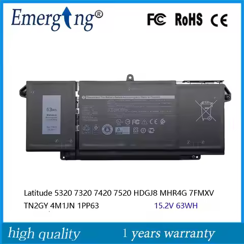 15.2V New 7FMXV 9JM71 Laptop Battery For DELL Latitude 13 5320 2-in-1 14 7420 7520 4M1JN HDGJ8 TN2GY