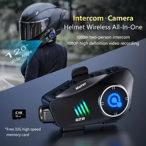 Q28 Motorcycle WIFI Bluetooth Helmet Headset HD Driving Recorder Wireless Camera 1080P Hard Disk Vid