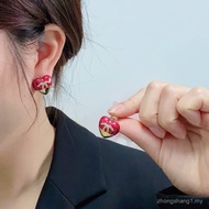 Simple Red Heart Diamond Earrings Earrings EKIR