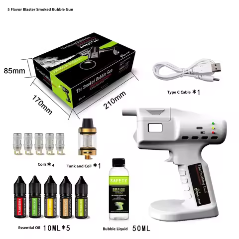 Rechargeable Flavor Blaster Cocktail Gun Kit Smoke Machine Edible Bubbles & Aroma Smoke Bubble Gun f