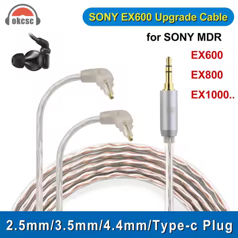 OKCSC Audio Cable for SONY MDREX600 EX800 EX1000 MDR7500 Upgrade 4 Core Silver Plated Earplug with 2