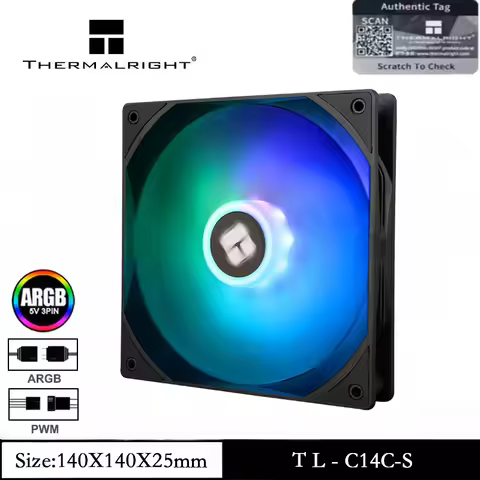 Thermalright TL-C14C-S 1/3/5 PCS CPU Fan 140mm ARGB Case Cooler 4pin PWM with S-FDB Bearing Included