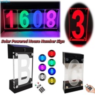 LUXEH Solar Powered House Number Sign, Digit or Letters 3D Acrylic RGB Color Address Light, Remote C