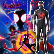 - JN - Miles Morales Spiderman Costume+Mask Spider Man Miles Morales Cosplay Jumpsuit Bodysuit Hallo