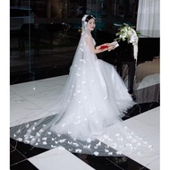 (real photo) Bridal veil, bridal veil 2m5, 3m long White, red with super thick butterfly comb TV033