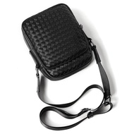 Av53- Leather Concept Dellon Men's Leather Sling Bag Black Woven Men's Leather Bag