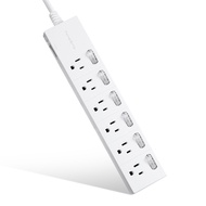 Qunjia PowerSync 7 Open 6 Plug Lightning Protection Extension Cord 1.8M/Made In Taiwan