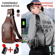 Multifunctional Soft Leather Chest Bag Handsome Waterproof Shoulder Messenger Bag Handsome Large-Cap
