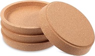 4 Pack Cork Coasters Natural Round Cork Coasters Etra Thick with Rising Rim 3.5 Inch Cork Plant Coas