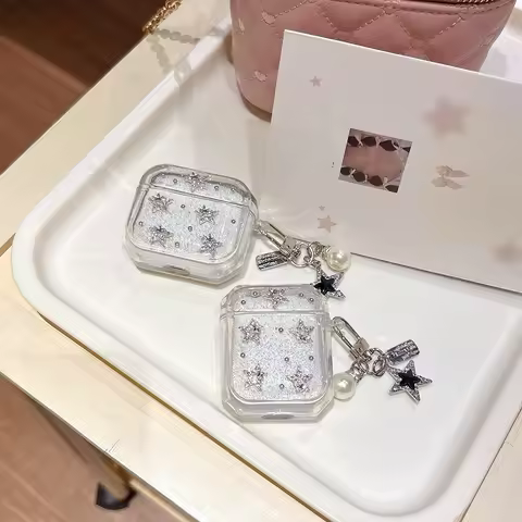3D Decor Shiny Star Elements With Star for AirpodsPro2/4/3/2 Case Shockproof Star Elements Bling Rhi