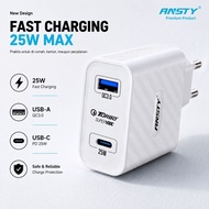 Charger adapter | ANSTY 25W USB PD Type C | Fast charging type c charger | Fast charging type c char