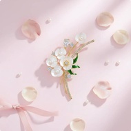 [xdnblun] Enamel Brooch Flower Pin Crystal Floral Corsage Brooch Pin Luxury Accessory for Women Dres