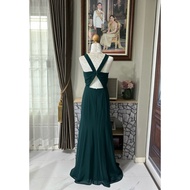Long Evening Dress (Size S) Green Second Hand (AZAZIE)