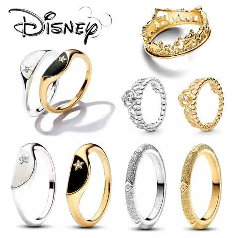 2025 New Disney ME Enamel Fashion Ring Classic Dazzling Crown Round Luxury Charm Ring Women's Exquis