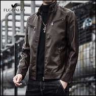 FUGUINIAO เสื้อผ้าหนังผู้ชาย Retro Korean Trend Leather Biker Wallet Jacket