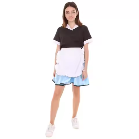 50s Car Hop Diner Waitress Black White Vintage Dress Maid Outfit Halloween Cosplay Costume for Women