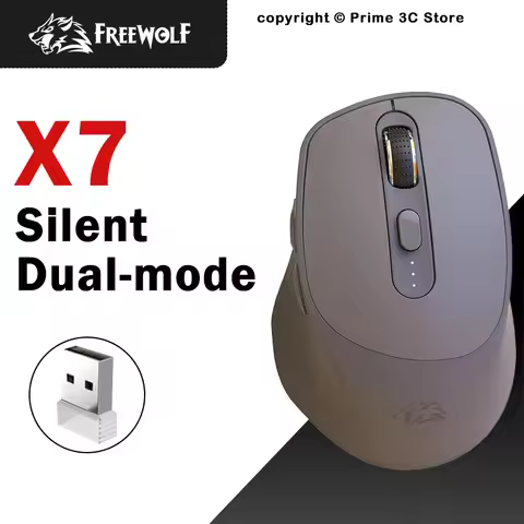 FREEWOLF X7 Wireless Mouse Bluetooth 2.4G Dual Mode Silent Rechargeable 4000DPI Battery Indicator Er