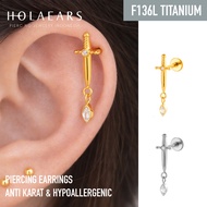 (L59) F136L TITANIUM STEEL BARBEL PIERCING EARRINGS | HELIX LOBE UPPERLOBE FLAT CONCH