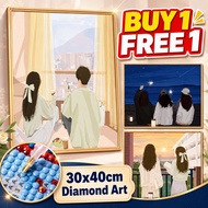 30x40cm Diamond Painting with Frame Aesthetic Ala Korea Bestie BFF Full Drill Round Diamond Paint Ha