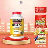 Thực phẩm bảo vệ sức khỏe Viên dầu cá Kirkland Signature Fish Oil 1000mg từ Mỹ, bổ sung Omega-3, DHA
