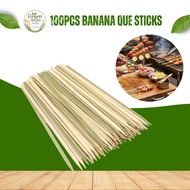 100pcs Banana Que Sticks - BBQ Sticks - Bamboo Premium Sticks - Green & Go