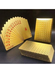 1盒彩色黑金pvc材質撲克牌,適用於遊戲之夜、新年慶祝、團體活動和家庭聚會。防水和耐用,是桌上遊戲、收藏和新年禮品的完美選擇。
