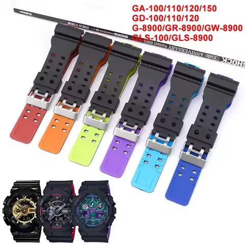 16mm Strap for Casio G-Shock GA-100/110/120/150/300/400/700 GD-100/110/120 G-8900 GLS-100 Silicone R