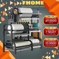 2-tier 3-tier dish rack, Powder Coated, multi-purpose 2-tier dish rack with drip tray, chopsticks, k