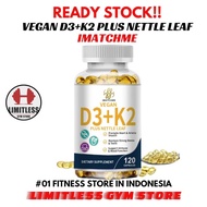 Organic Vegan D3 5000IU + K2 100mcg Plus Nettle Leaf 120 Capsules D3K2 5000 iu