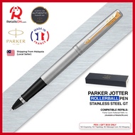 Parker Jotter Rollerball Pen - Stainless Steel Gold Trim (with Black - Medium (M) Refill) / {ORIGINAL} / [RetailsON]
