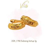 VINDYMY 916/22K SUBANG KATUP 1G / EMAS 916 / FANCY EARRING / CLIP EARRING