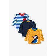 MC Boys Mothercare Set 3pcs Faroe Island Bird Long Sleeve T-Shirt Kids Long Sleeve Stripey Blue Navy