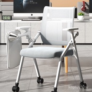 Office Chair with Mechanism Writing Board Table Training Folding Chair Wheel Training Conference Off