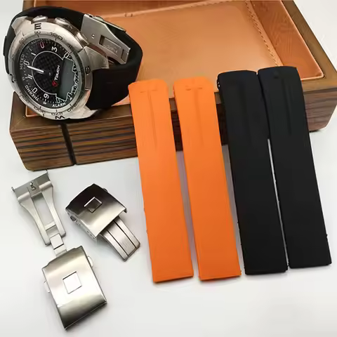 20mm 21mm Silicone Rubber Strap For Tissot TOUCH COLLECTION EXPERT SOLAR Series T091T013 T081 Black 