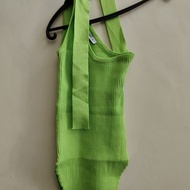 HIJAU 3MONGKIS KNIT TIAN TOP LIME GREEN KNIT TANK TOP NEON GREEN KNIT KNIT TANK TOP