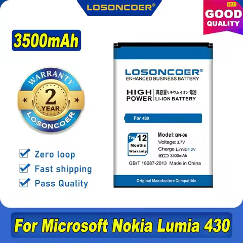 LOSONCOER 3500mAh BN-06 For Microsoft Nokia Lumia 430 Battery