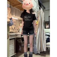 Off-Shoulder Top - Black Spice Girls Print | Women’s Lightweight Summer Top