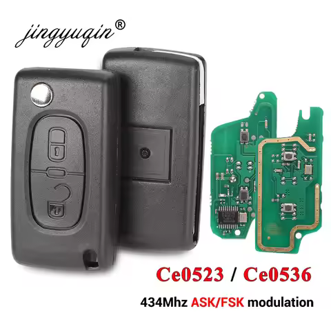 jingyuqin 434Mhz ASK FSK 2 Button Remote Flip Key Fob For Citroen C2 C3 C4 C5 C6 C8 Xsara Picasso CE
