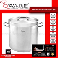 QWARE STAINLESS STEEL SANDWICHED BOTTOM 22LTR STOCK POT/PERIUK STAINLESS STEEL TEBAL SP0158