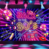 Back to 80's Banner 80's Background Party Decoration Disco Hip Hop Retro 80's Theme Birthday Party A