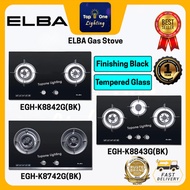 ELBA Dapur Gas Stove EGH-K8842G(BK)/8843G(BK)/8742G(BK) Glass Stove Kitchen Hob Stove Kitchen Applia