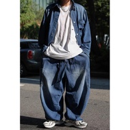 halo Selection 2 Korea farmers Brushed Denim Overalls oversize Shirt Work Pants Trousers