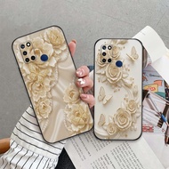 Realme C17 / 7i case printed with yellow flowers, pearls, fashionable