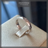 [RG561] แหวนเงินแท้ 92.5% วงเกลี้ยง หนา 4 มิล ชุบทองคำขาวโรเดียม Gray &amp; Gold Jewelry
