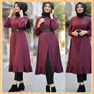 baju blouse muslim wanita long tunik pakistan perempuan hijab maroon